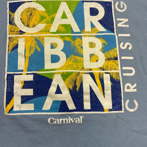 Mens Carnival Caribbean Crusing Light Blue Short Sleeve T-Shirt Size XL - Picture 2 of 5